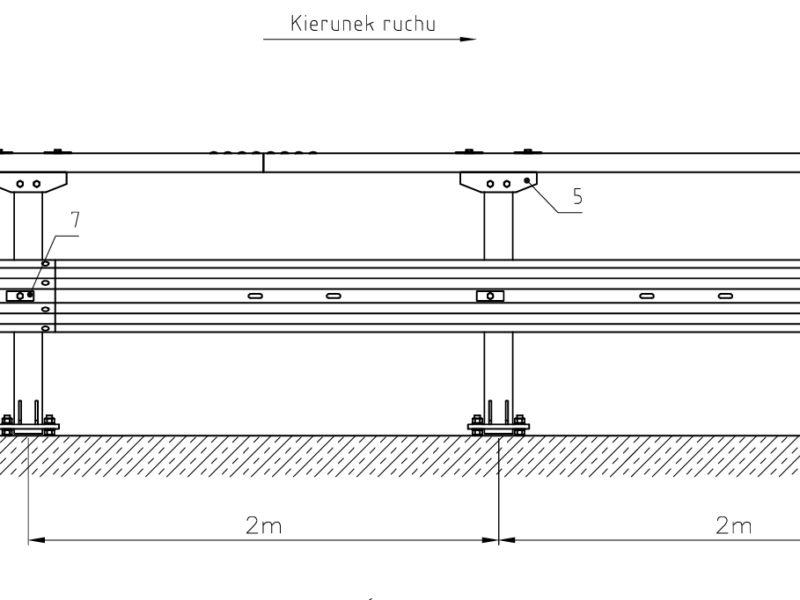 Barieroporęcz mostowa H2W1A słup co 1,33m , h=1200mm